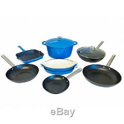 Le Chef 10-Piece ALL Enamel Cast Iron Cookware Set. (Multi-colored, FBMB.)