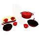 Le Chef 13-piece Enameled Cast Iron Cookware Set, Cherry. Clearance Sale