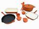 Le Chef 18-piece Enamel Cast Iron Cookware Set, Orange