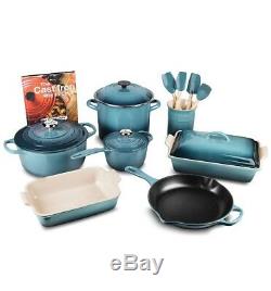 Le Creuset 16 Piece Cookware Set Enameled Cast Iron, Marine, SHIP FROM STORE