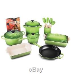 Le Creuset 16 Piece Cookware Set Enameled Cast Iron, Palm Green, SHIP FROM STORE
