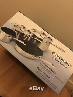 Le Creuset 3 -Ply Stainless Steel Non-Stick 4 Piece Cookware Set Brand New