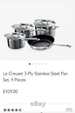 Le Creuset 3 -Ply Stainless Steel Non-Stick 4 Piece Cookware Set RRP£429