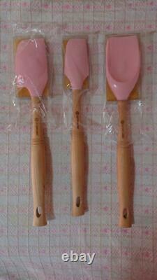 Le Creuset Silicone Spatula Set of 3 pieces Pink Discontinued Rare Cookware New