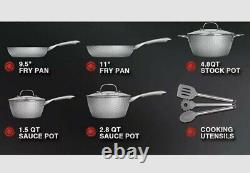 LovoIn 11-Piece Non-Stick Pot & Pan Cookware Set, Hammered Marble
