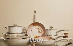 MasterClass Premium Cookware White With Pink Interior 13 Piece Set NEW