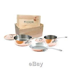 Mauviel M'Heritage M'150s 5 Piece Copper Cookware Set With Wooden Crate