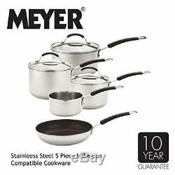 Meyer Stainless Steel Induction Cookware, 5 Piece Set, Silver, 50.5 x 33 x 24.5