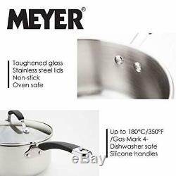 Meyer Stainless Steel Induction Cookware, 5 Piece Set, Silver, 50.5 x 33 x 24.5