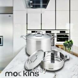 Mockins 15 Piece Premium Grade Stainless Steel Cookware Set Tri-Ply Body Set