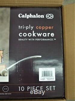 NEW Calphalon T10 Tri-Ply Copper 10 Piece Cookware Set in Box