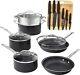 New Granitestone 17 Piece Nonstick Cookware Set With 6 Pc Knives & Cutting Board