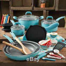 NEW The Pioneer Woman Vintage Speckle 24 Piece Cookware Combo Set Turquoise Pots
