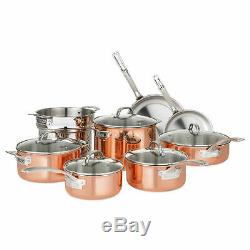 NEW Viking 13-Piece Tri-Ply Durable Copper Cookware Set Brown 40571-9993C