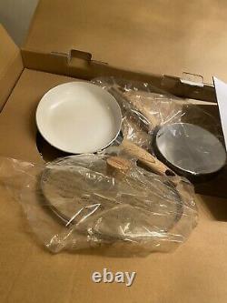 NIB Masterclass Premium Cookware 8 Piece Set Ceramic GREY White Shimmer