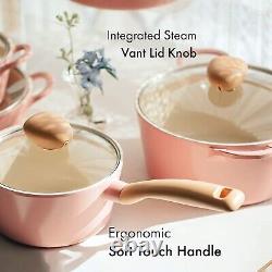 Neoflam Retro Pink 5-Piece Ceramic Nonstick Cookware Set, Made in Korea