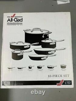 New All Clad LTD Stainless Steel Hard Anodized 10 Piece Cookware Set