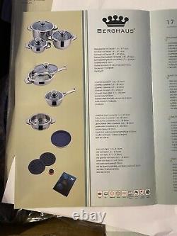 New Berghaus 17 Piece Cookware Set Surgical Stainless Steel Saucepans Pots Pans