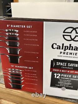 New Calphalon Premier 12 Piece Space Saving Stackable Hard Anodized Cookware Set