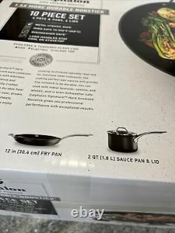 New Calphalon Signature Hard Anodized Cookware Set -10 Piece Pots Pans Lids