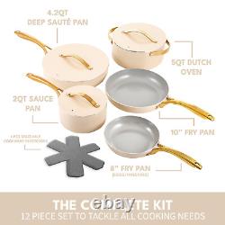 New Ceramic Nonstick Cookware 12 pcs Set Non-Toxic Pots and Pans Set with Lids