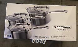 New Le Creuset 3-Ply Stainless Steel Saucepan Set, 3-Piece