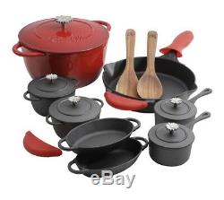 New! The Pioneer Woman Timeless 18-Piece Red Cast Iron Set