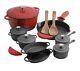New! The Pioneer Woman Timeless 18-piece Red Cast Iron Set