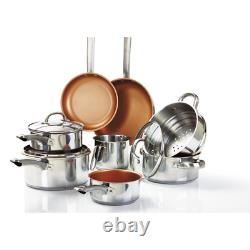 Non-Stick Healthy Cooking Kitchen Cookware Set Stainless Steel Copper 11 pieces
