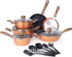 Non Stick Pots and Pans Set Induction Hob Pots Set 15pcs Kitchen Cookware