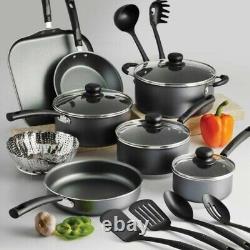 Nonstick 18 Piece Cookware Set In Steel Gray-To Cook All Your Delicious Food