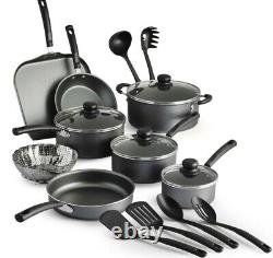 Nonstick 18 Piece Cookware Set In Steel Gray-To Cook All Your Delicious Food