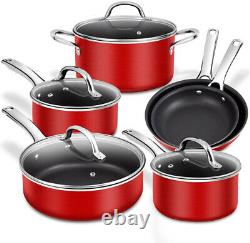 Nonstick Cookware Set 10 Piece Induction Pots and Pans Set Pan Set with Steel UK