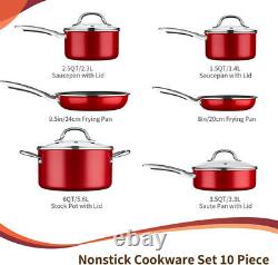 Nonstick Cookware Set 10 Piece Induction Pots and Pans Set Pan Set with Steel UK