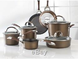 Nonstick Cookware Set Chocolate Hard-Anodized 11-Piece Symmetry Heavy Duty