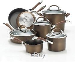 Nonstick Cookware Set Chocolate Hard-Anodized 11-Piece Symmetry Heavy Duty