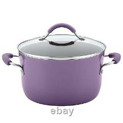 Nonstick Cookware Set Pots Pans Kitchen Enamel Oven Safe Cooking Purple 12 Piece