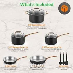 Nutrichef Cookware Set 11-Piece Non-Stick Stainless Steel Pot Pan Set PFOA Free