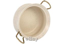 OMS 9 Piece Ivory White Cookware Non Stick Set Glass Lids Casserole Pan Pot 3045
