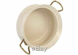 OMS Cookware Ivory White 9 Piece Non Stick Set Glass Lids Casserole Pan Pot 3045