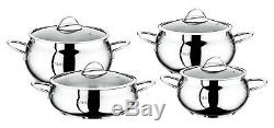 O. M. S. 8 Piece Commercial Professional Cookware Stock Pot Set 18/10 S/Steel 1006