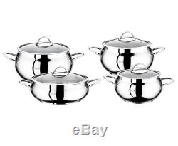 O. M. S 8 Piece Stainless Steel Capsule Bottom Stock Pot Cookware Set 1006