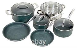 OrGREENiC Diamond Granite 10 Piece ALL in One Cookware Set with Non-stick Fry &