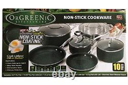 OrGREENiC Diamond Granite 10 Piece ALL in One Cookware Set with Non-stick Fry &