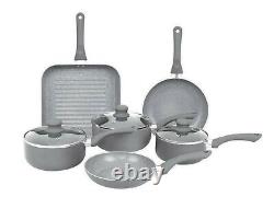 Pan Set Non Stick with Lids Induction 6-Piece Durastone Grey Marble Cookware