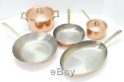 Paul Revere Signature Collection 7 Piece Solid Copper Cookware Set Pot Pan Lids