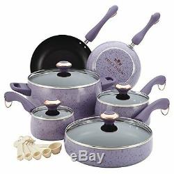 Pots and Pan Paula Deen Cookware 15 Piece Set Dean Lavender Porcelain Best Nonst