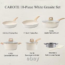 Pots and Pans Set Nonstick, White Granite Induction Kitchen Cookware Sets, 10 Pc