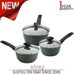 Prestige Eco 3 Piece Non Stick Cookware Set? With Lids? 16/18/20 cm? Green Recycled