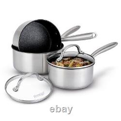 Prestige Scratch Guard Saucepan Set Stainless Steel Non Stick Induction Cookware